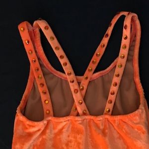 Bright Orange Figure Skating Dress w/ Swarovskis
